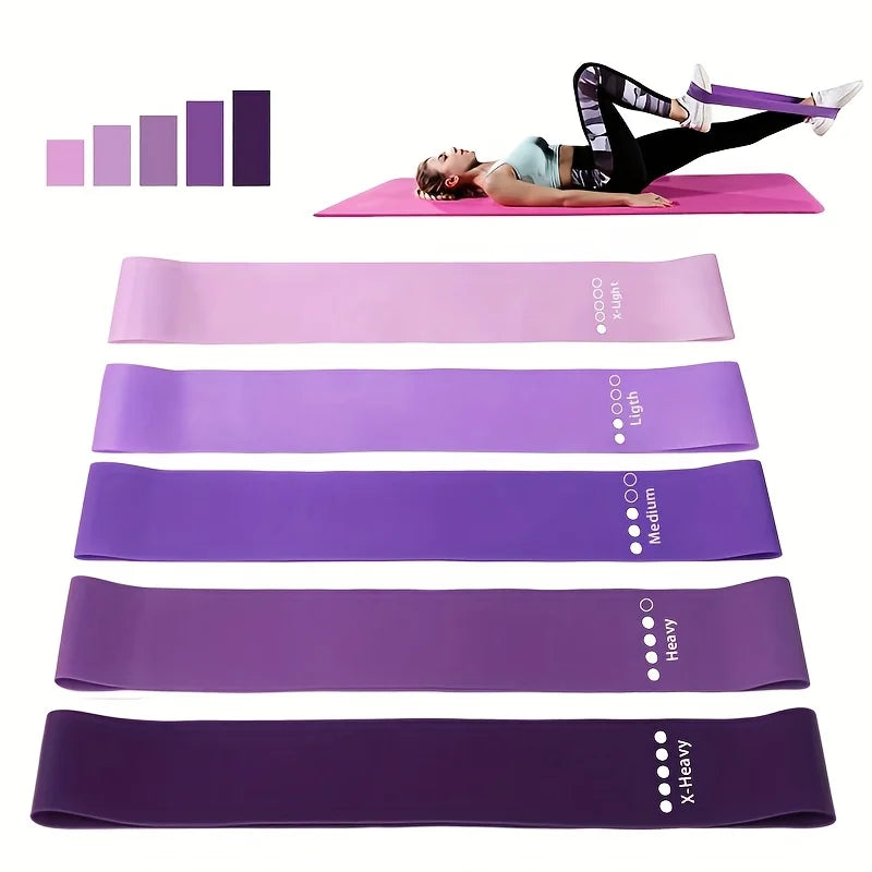 5-Piece Portable Gradient Resistance Band Yoga/Fitness/Pilates