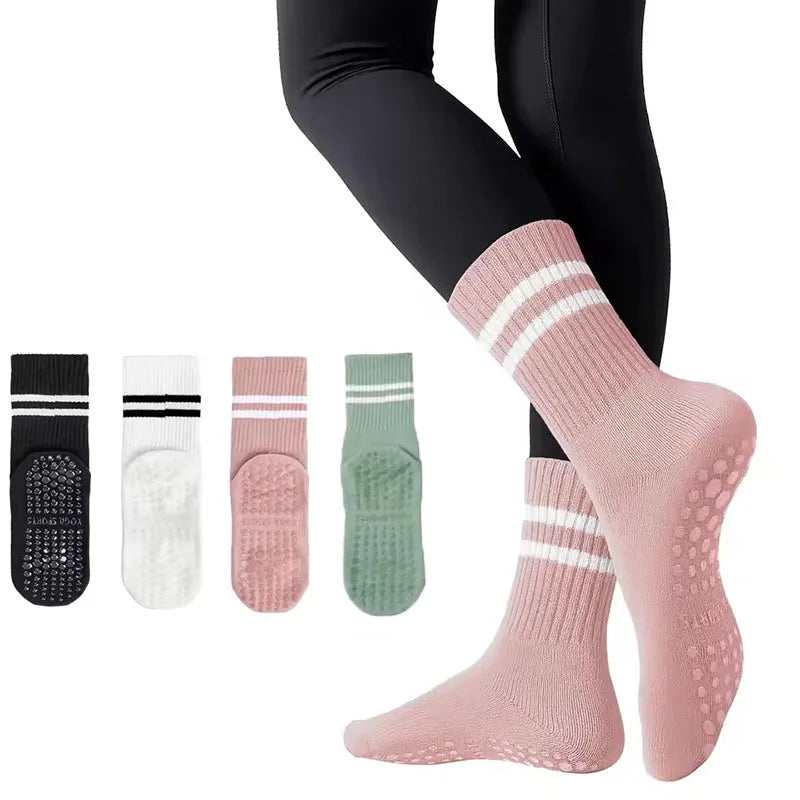 Women Anti Slip Pilates Socks with Silicone