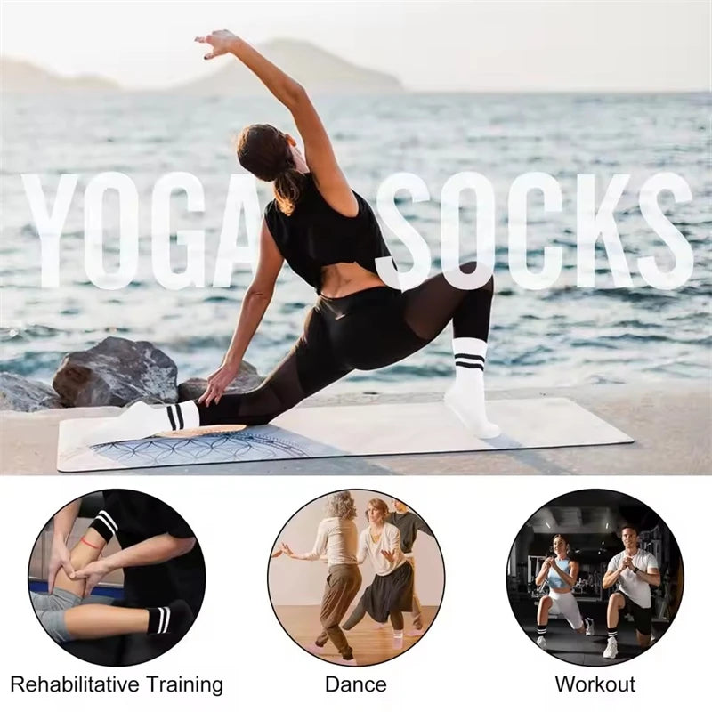 Women Anti Slip Pilates Socks with Silicone