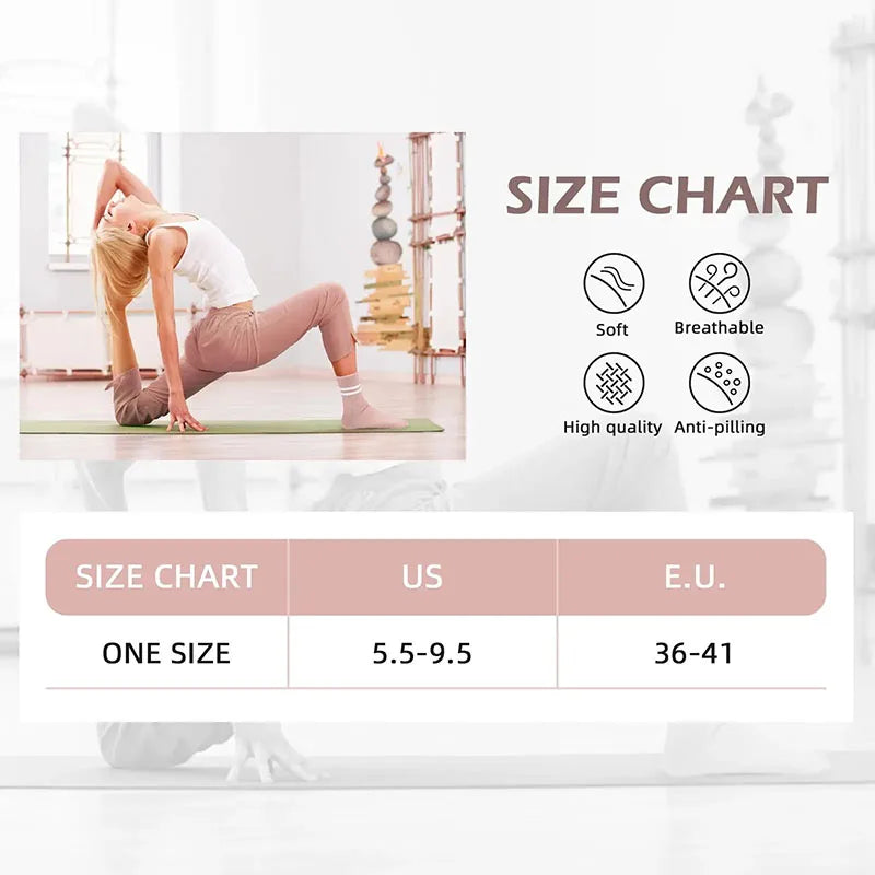 Women Anti Slip Pilates Socks with Silicone