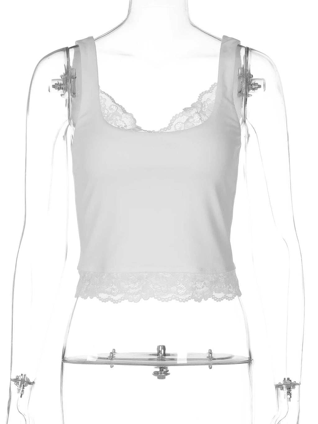 Square Neck Backless Lace Ruffle Tank Top – Elegant Slim Fit Cami