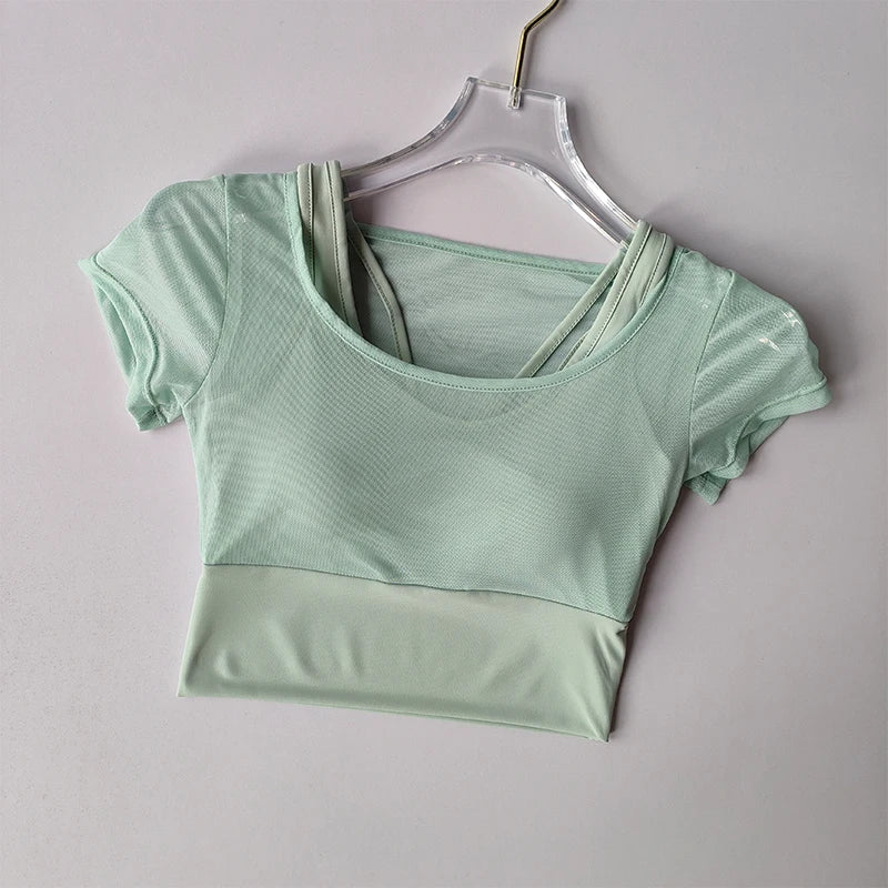 Women's Pilates Training Fitness Suit Chest Cushion Yoga Suit Top