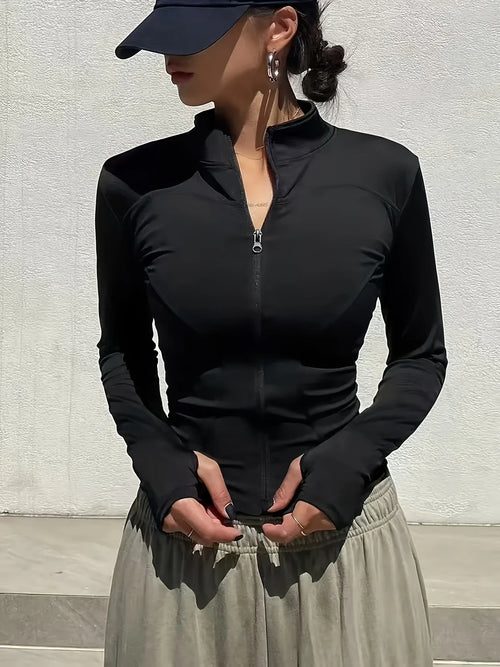 Women's Quick-Dry Pilates Athletic Jacket – Lightweight Zip-Up Gym Jacket