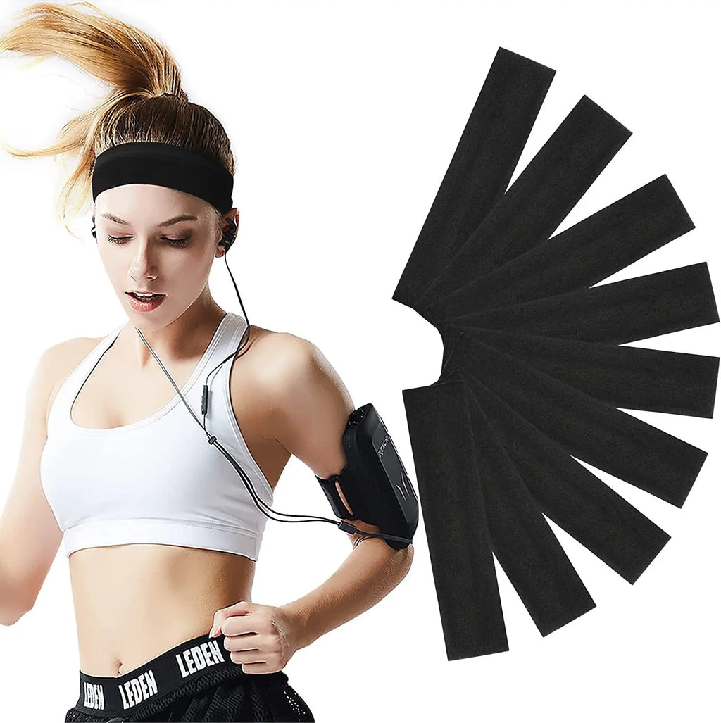 10pc/5pcs Men/Women'S Headbands, Comfortable Sweat-Wicking Elastic