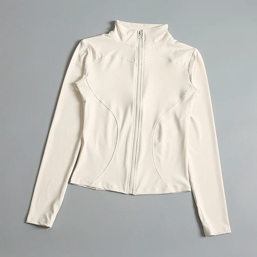 Women Zip Fitness Yoga Shirt Long Sleeve Sports Jacket Gym Top