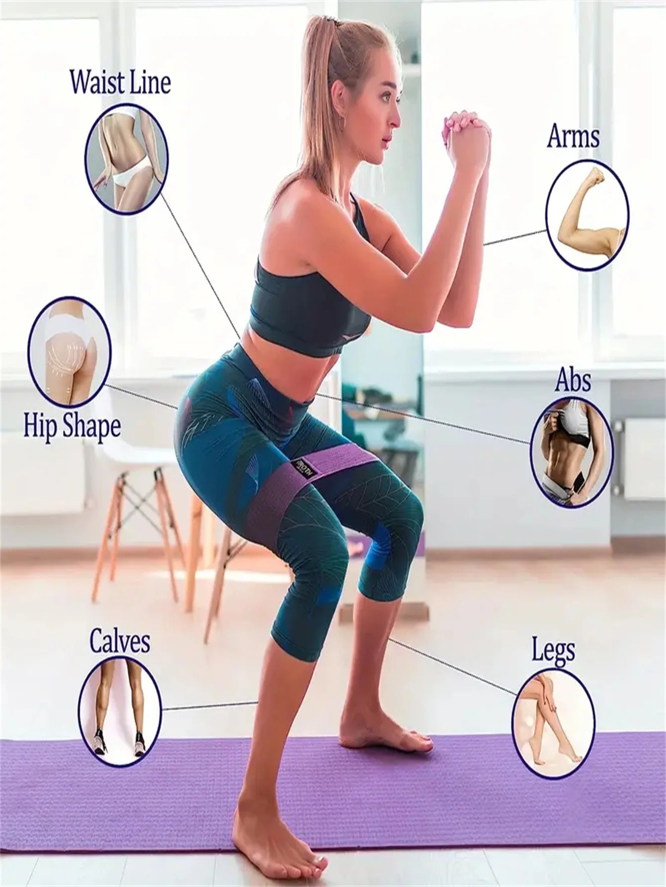 Pilates Yoga Elastic Resistance Bands, Exercise Stretch Flex Band