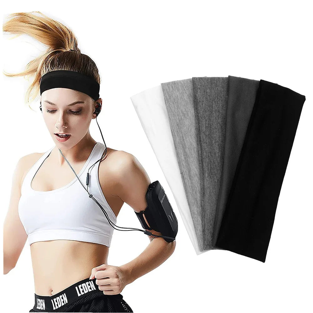 10pc/5pcs Men/Women'S Headbands, Comfortable Sweat-Wicking Elastic