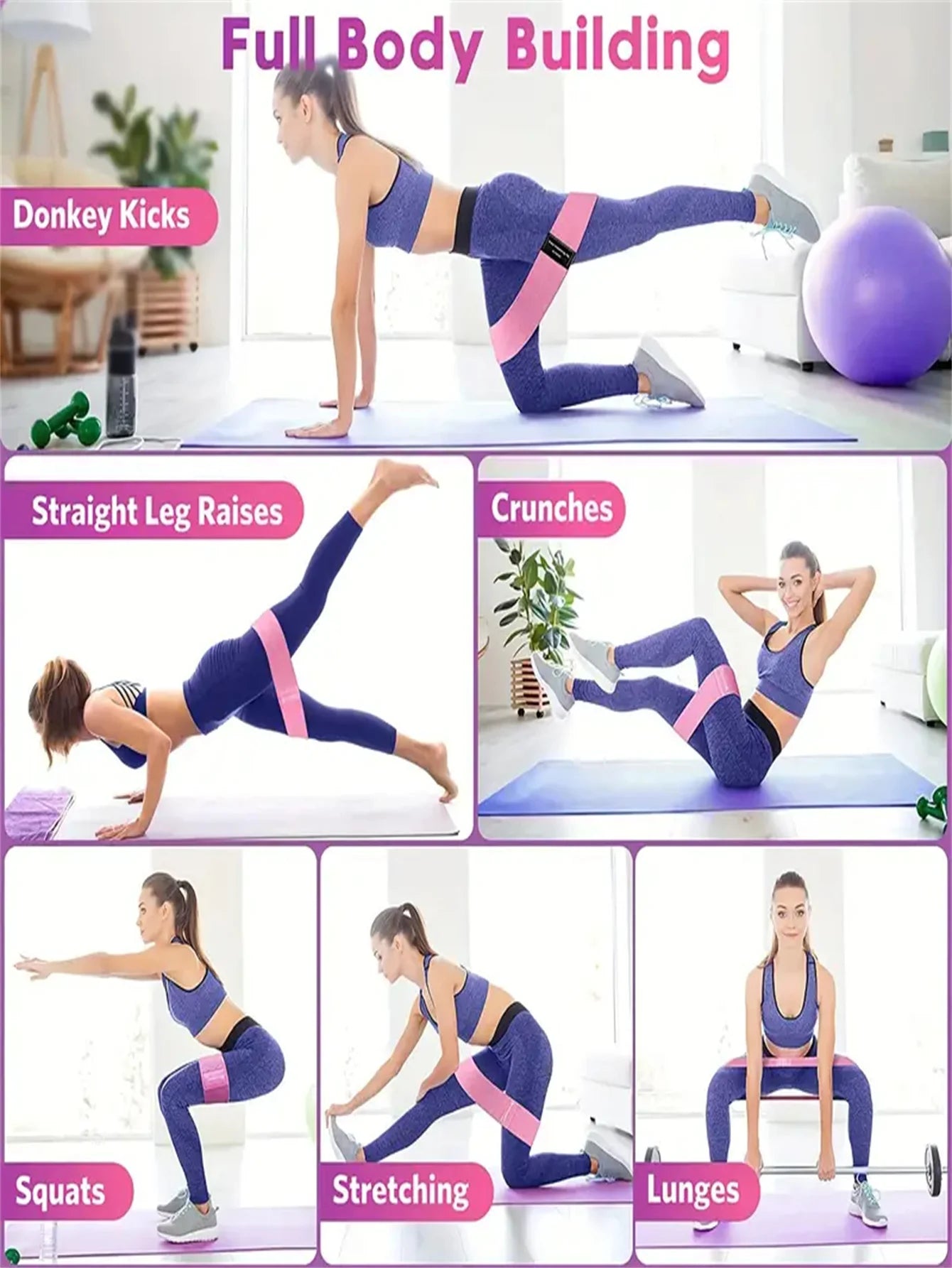 Pilates Yoga Elastic Resistance Bands, Exercise Stretch Flex Band