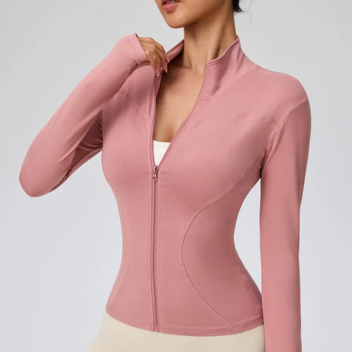 Women's Quick-Dry Pilates Athletic Jacket – Lightweight Zip-Up Gym Jacket