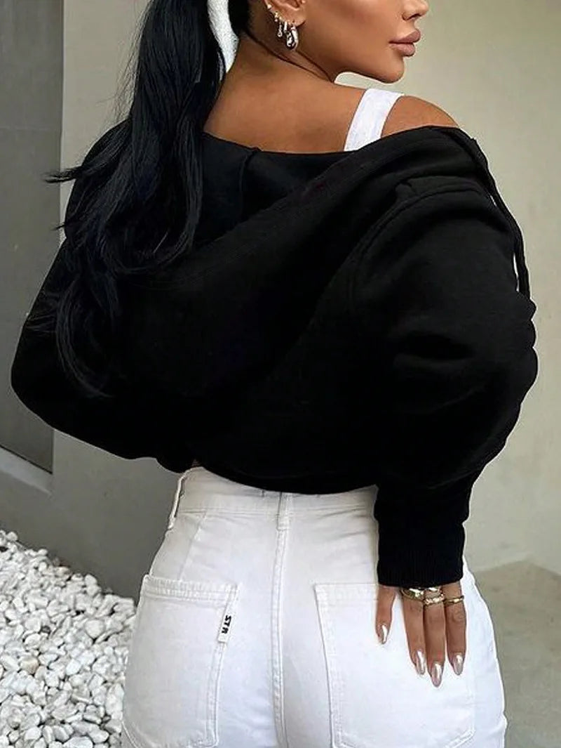 Women's Long-Sleeve Hooded Zip-Up Jacket – Cozy Autumn & Winter Outerwear