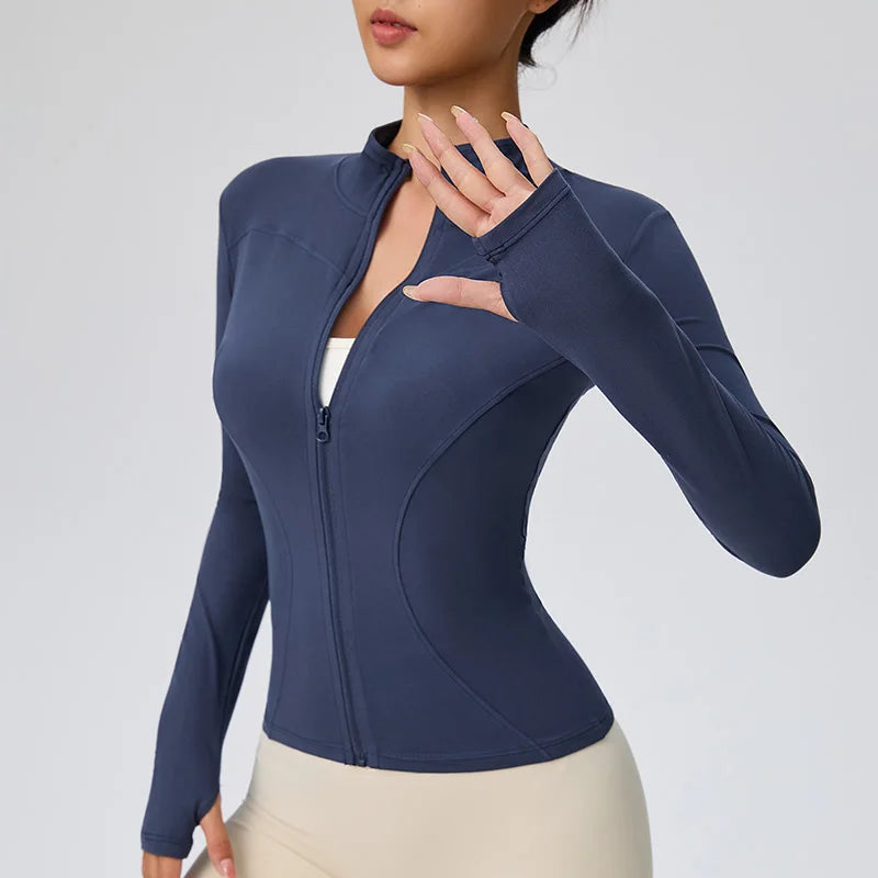 Women's Quick-Dry Pilates Athletic Jacket – Lightweight Zip-Up Gym Jacket