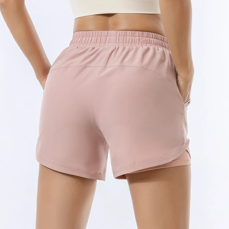 Loose sports shorts women's high-waisted double-layer anti-slip yoga