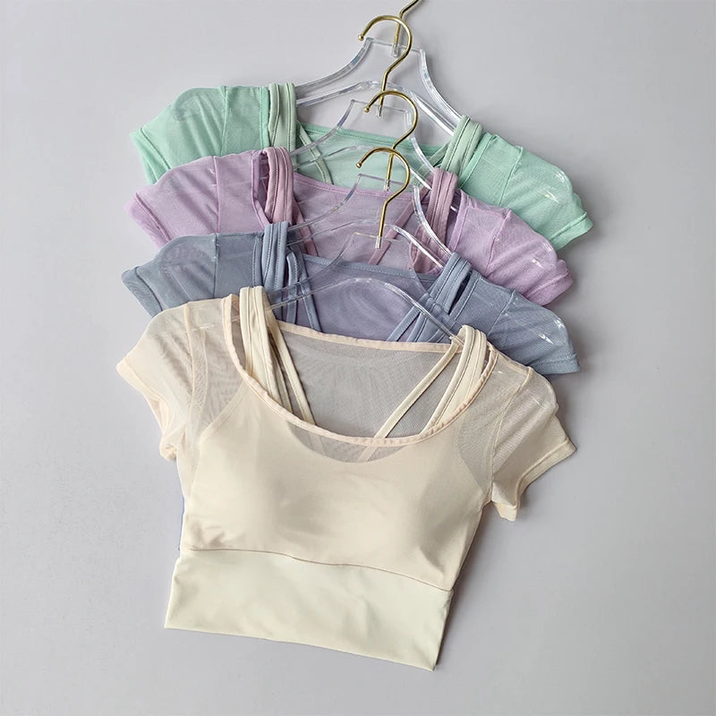 Women's Pilates Training Fitness Suit Chest Cushion Yoga Suit Top