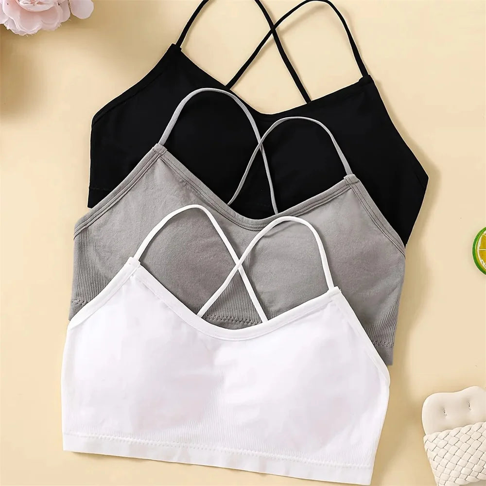 Women's Cross-Back Sports Bra Set – Yoga & Gym Bralette, Pack of 3