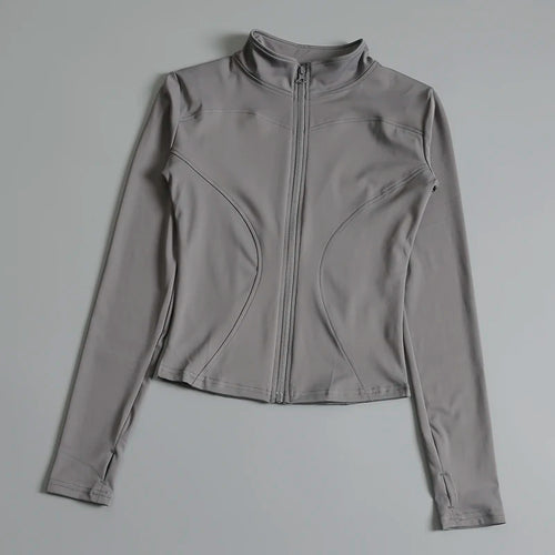 Women Zip Fitness Yoga Shirt Long Sleeve Sports Jacket Gym Top