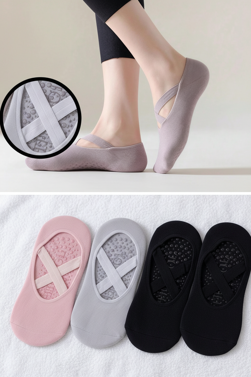 Grip & Go Yoga Socks – Anti-Slip Pilates & Fitness Socks, Set of 1-5
