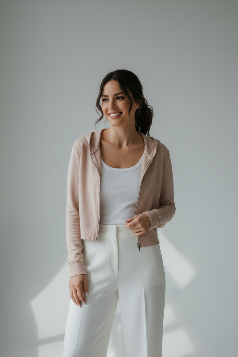 Women's Long-Sleeve Hooded Zip-Up Jacket – Cozy Autumn & Winter Outerwear